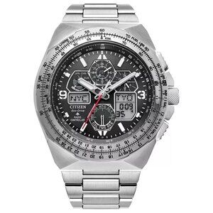 Citizen Men's Air Chronograph Calendar Eco-Drive Silver Watch 46 MM JY8120-58E